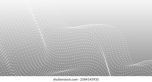 Abstract wave halftone black and white. Monochrome texture for printing on badges, posters, and business cards. Vintage pattern of dots randomly arranged


