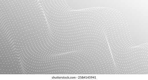 Abstract wave halftone black and white. Monochrome texture for printing on badges, posters, and business cards. Vintage pattern of dots randomly arranged

