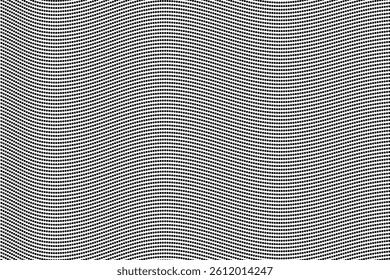Abstract wave halftone black and white. Monochrome texture for printing on badges, posters, and business cards. Vintage pattern of dots randomly arranged