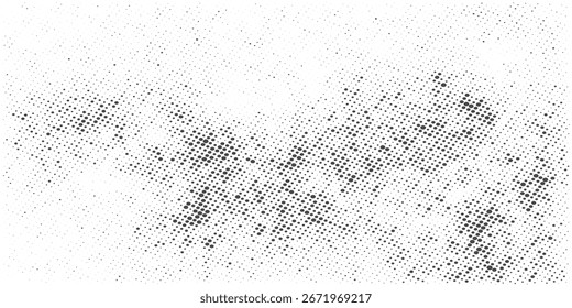Medio tono de onda Abstractas en blanco y negro. Textura monocromática para imprimir en insignias, carteles y tarjetas de visita. Patrón de Antiguas de puntos ordenados aleatoriamente