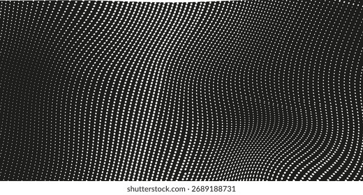 Medio tono de onda Abstractas en blanco y negro. Textura monocromática para imprimir en insignias, carteles y tarjetas de visita. Patrón de Antiguas de puntos ordenados aleatoriamente