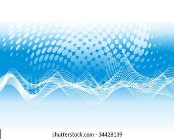 Abstract wave halftone line background