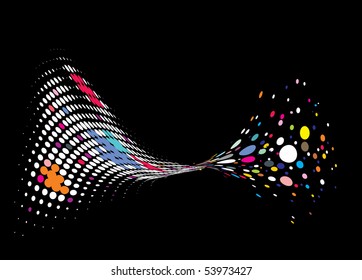 Abstract wave halftone line background with sample text background , vector illustration.