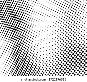 Abstract wave halftone texture. Black dots on a white background. Template for printing on fabric, wrapping paper