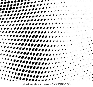 Abstract wave halftone texture. Black dots on a white background. Template for printing on fabric, wrapping paper