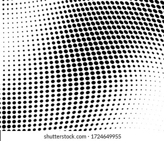 Abstract wave halftone texture. Black dots on a white background. Template for printing on fabric, wrapping paper
