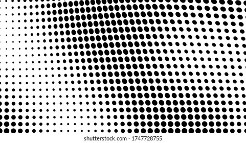 Abstract wave halftone texture. Black dots on a white background. Template for printing on fabric, wrapping paper