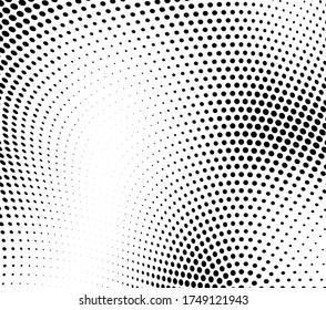 Abstract wave halftone texture. Black dots on a white background. Template for printing on fabric, wrapping paper