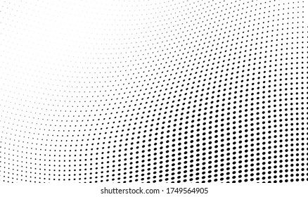 Abstract wave halftone texture. Black dots on a white background. Template for printing on fabric, wrapping paper