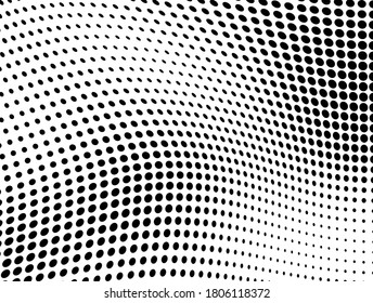 Abstract wave halftone texture. Black dots on a white background. Template for printing on fabric, wrapping paper