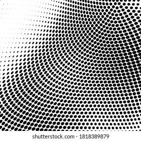Abstract wave halftone texture. Black dots on a white background. Template for printing on fabric, wrapping paper