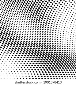 Abstract wave halftone texture. Black dots on a white background. Template for printing on fabric, wrapping paper