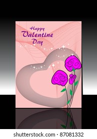 abstract wave, heart background with pink romantic artistic rose