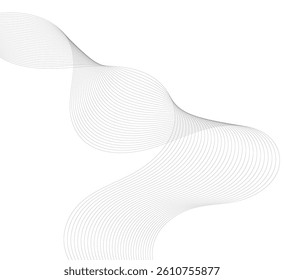 Abstract Wave image consisting of thin gray curved lines isolated on white, for background