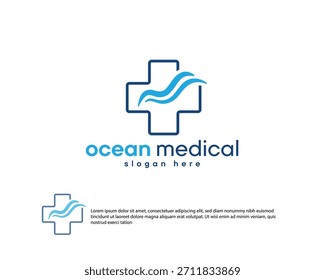 Onda abstracta iniciales M con el logotipo médico de Plus