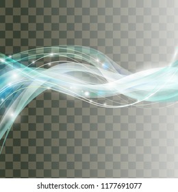 Abstract wave isolated on transparent background. Light effect. Vector illustration.