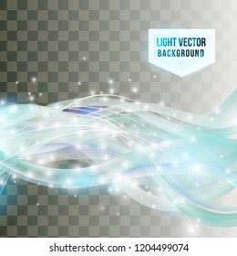 Abstract wave isolated on transparent background. Light effect. Vector illustration.
