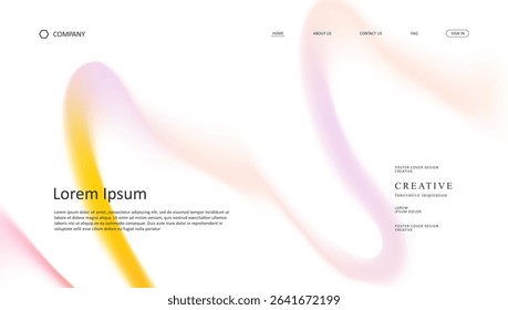 Abstract wave of landing page. fluid gradient website design