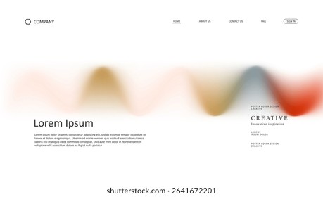 Abstract wave of landing page. fluid gradient website design