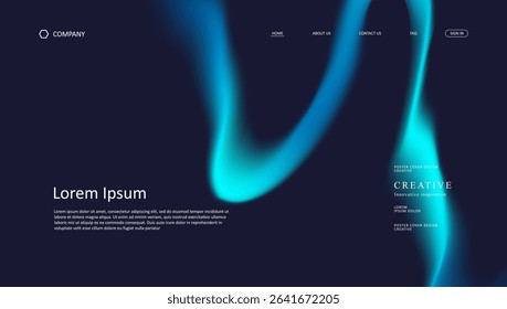 Abstract wave of landing page. fluid gradient website design