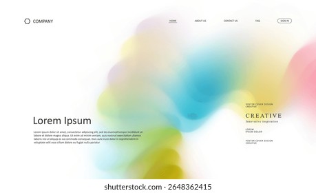 Abstract wave of landing page. fluid gradient website design	