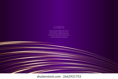 Abstract Wave Light Streaks on Deep Purple for Futuristic and Luxury Design Themes