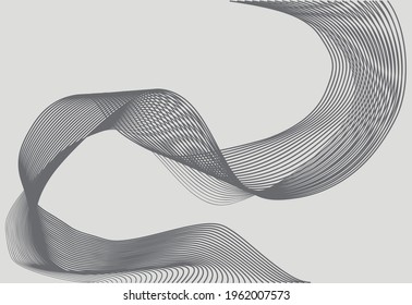 Abstract wave line art background. Black color dynamic waves, Illustration background, motion sound wave design.