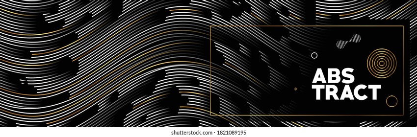 Abstract wave line art text poster, vector illustration Design.