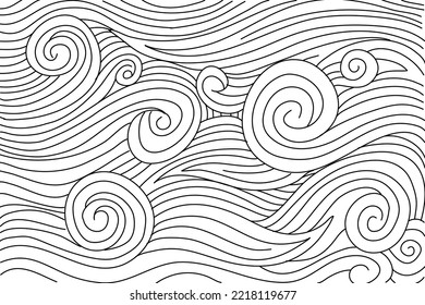 Resumen del vector de fondo de las artes de la línea de onda. Diseño para impresiones, artes murales y decoración, diseño de cubiertas y embalajes.