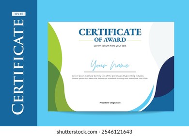 Abstract wave line attractive line design Certificate of award university education 