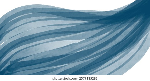 Abstract Wave Line Background with blue watercolor 