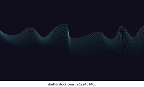 Abstract Wave Line Background. Dark Futuristic Flow Design