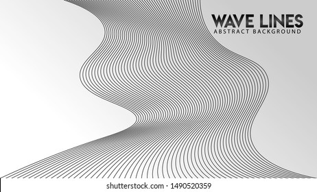 Abstract Wave Line Background Design Vector, Monochrome Sound Wave