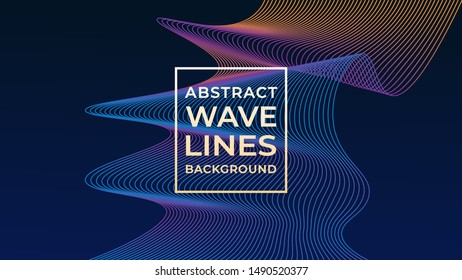 Abstract Wave Line Background Design Vector, Dark Blue, Colorful Sound Wave