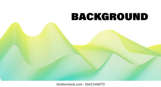 Fondo Abstractas de la línea de la onda con el gradiente amarillo verde que fluye en la lona blanca. Diseño fluido moderno perfecto para tecnología, visualización de datos y presentaciones creativas.