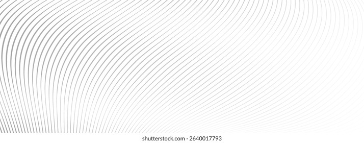 Abstract wave line background. Grey dynamic striped texture. Warped and curved lines wallpaper for tech design template, presentation, brochure, leaflet, booklet. Vector backdrop