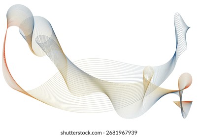 Fondo de línea de onda Abstractas con curvas de gradiente suaves en tonos naranja, azul y oro. Diseño de líneas fluidas modernas para proyectos digitales creativos, empresariales y tecnológicos.