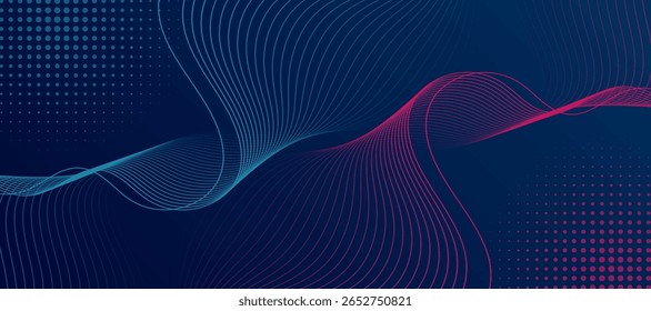 Línea de onda Abstractas de fondo azul. Patrón de onda dinámica. Concepto de tecnología futurista. Traje para el Anuncio, cartel, cubierta, folleto, volante, Sitio web
