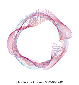 Abstract Wave Line Circle Frame On White Background. Vector