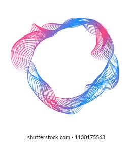 Abstract Wave Line Circle Frame On White Background. Vector