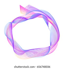 Abstract Wave Line Circle Frame On White Background. Vector