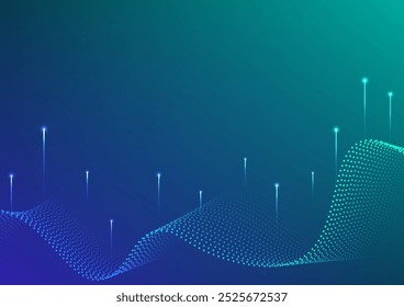Conceito de fundo de tecnologia futurista de dados de linha de onda abstrata. Design para futurista, fibra óptica, onda, telecomunicações, digital, internet, online, rede.