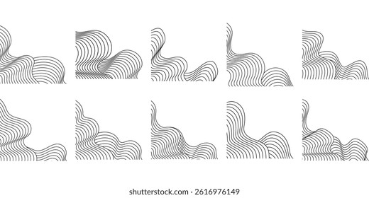 Abstract Wave Line Decoration Corner Set