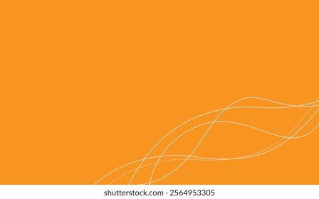 Abstract wave line design with a vibrant orange background. Smooth, flowing white lines create a modern and dynamic visual, ideal for backgrounds or graphic templates