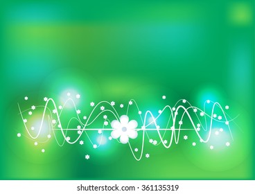 abstract wave line designs with flower vector background