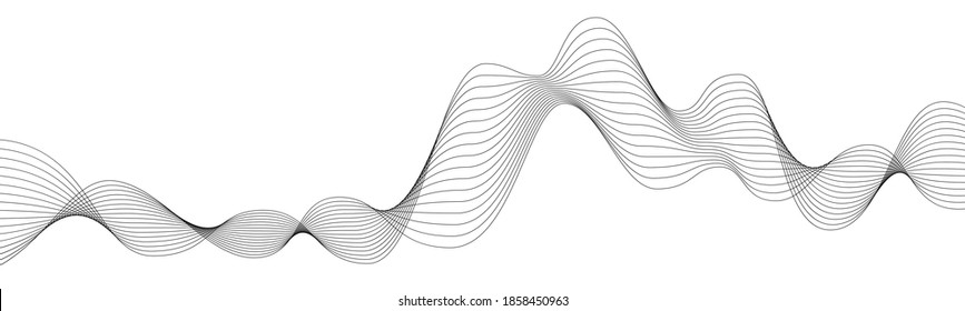 Abstract wave line. Dynamic wave of many lines on white background. Vector illustration.