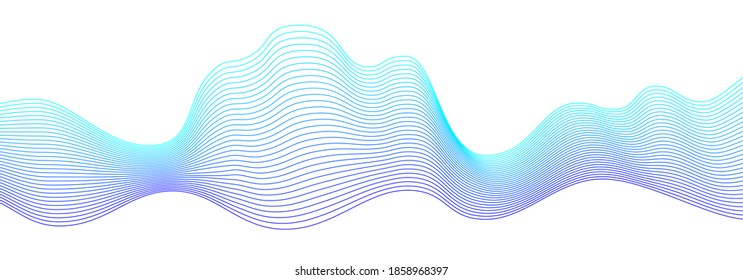 Línea de onda abstracta. Onda dinámica de muchas líneas sobre fondo blanco. Ilustración vectorial.