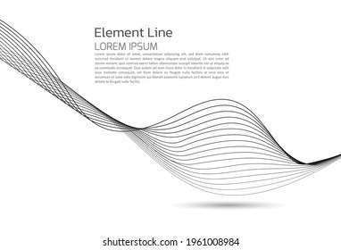 Abstract wave line element for design. Wave of many gray lines, Vector background with wavy lines. Design for background, banner, sign, card, artwork and more.
