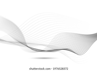 Abstract wave line element for design. Wave of many gray lines, Vector background with wavy lines. Design for background, banner, sign, card, artwork and more.