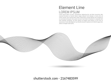 Abstract wave line element for design. Wave of many gray lines, Vector background with wavy lines. Design for background, banner, sign, card, artwork and more.